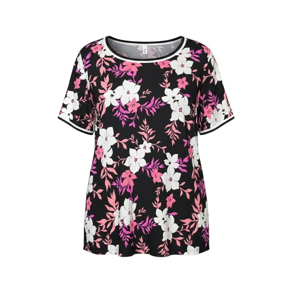 Secret Treasures Floral Sleep Shirt Womens 2X Black Pink White Tropical Lounge